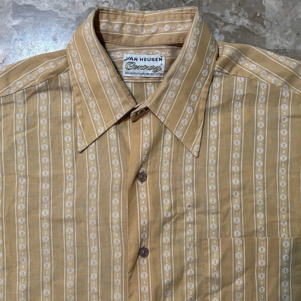 Vintage Van Heusen Shirt Mens 15 (21.5x30) Century Short Sleeve Dacron 80s True